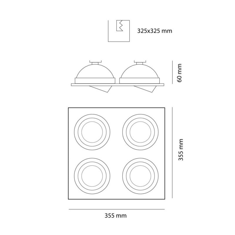Helium QR111 Quad Recessed Light Aluminium