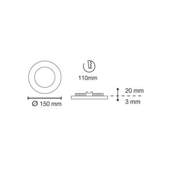 Cristal Record-Novo Lux Φωτιστικό Οροφής LED Χωνευτό 6W Στρογγυλό, Κόκκινο