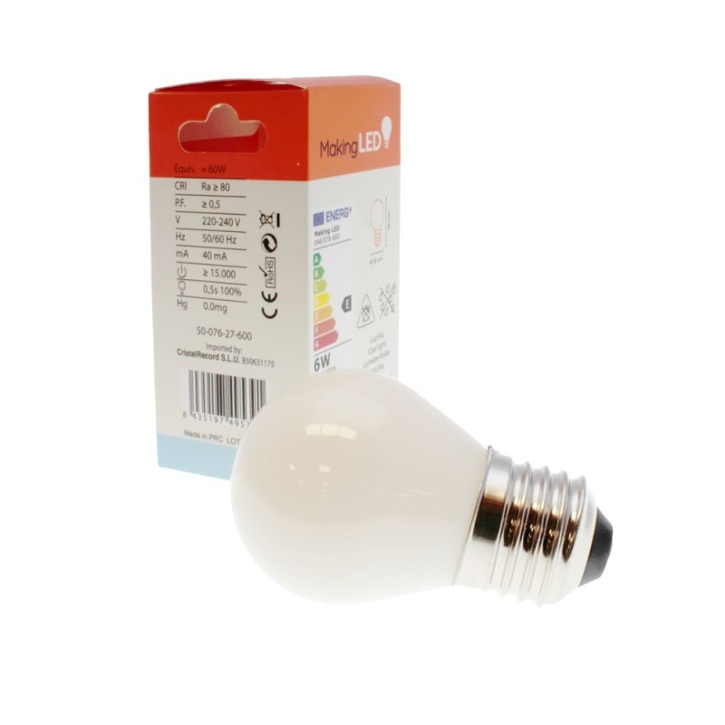 Milky LED Light Bulb G45 E27 6W 660Lm 6000K