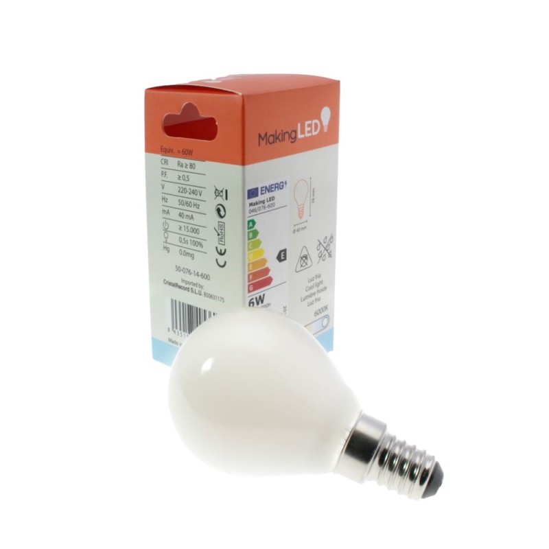 Milky LED Light Bulb G45 E14 6W 660Lm 6000K