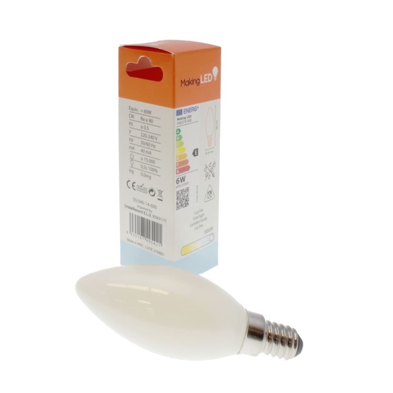 Milky LED Light Bulb C37 E14 6W 3000K