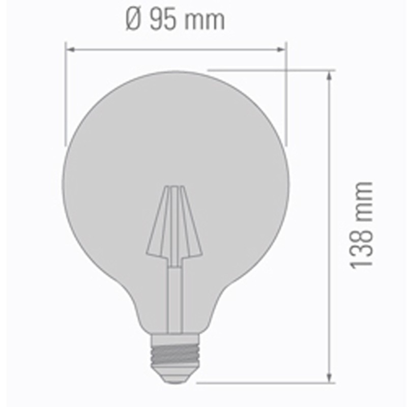 LED Light Bulb E27 G95 Filament Globe 6W 2000K 550Lm Gold