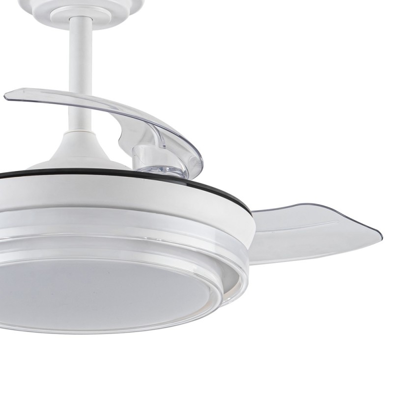Cristal Record-Ανεμιστήρας οροφής Lander Mini LED λευκός 46W 5520 Lm CCT με πτυσσόμενα πτερύγια