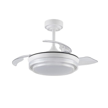 Cristal Record-Ανεμιστήρας οροφής Lander Mini LED λευκός 46W 5520 Lm CCT με πτυσσόμενα πτερύγια