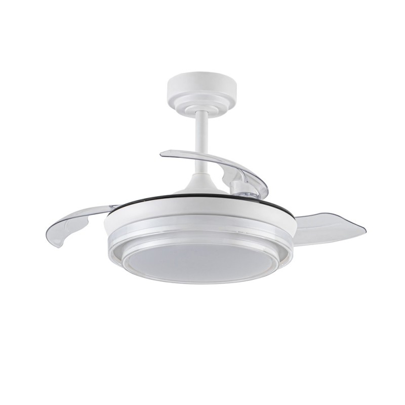 Cristal Record-Ανεμιστήρας οροφής Lander Mini LED λευκός 46W 5520 Lm CCT με πτυσσόμενα πτερύγια