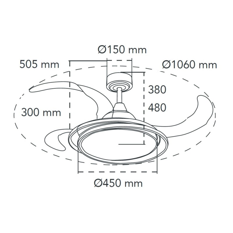 Cristal Record-Ανεμιστήρας οροφής Antila LED 65W Λευκός ΚΩΔ.-85-094-42-000