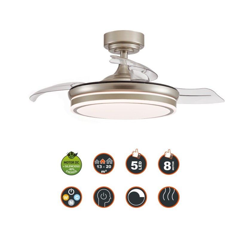 Cristal Record-Moss Nickel Ανεμιστήρας οροφής LED 72W ΚΩΔ.-85-065-72-002