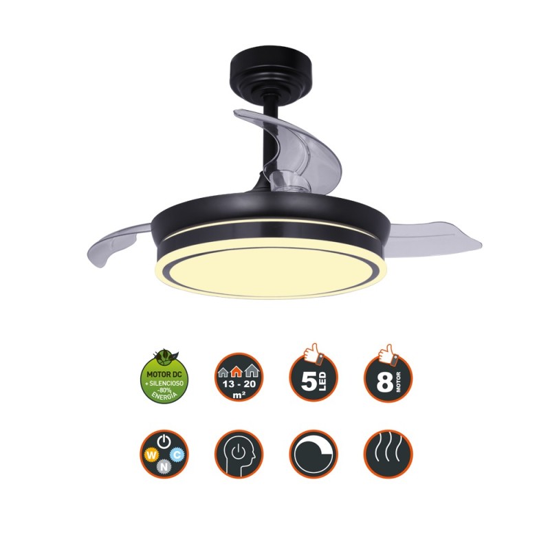 Cristal Record-Mini Moss Black Ανεμιστήρα οροφής LED 46W ΚΩΔ.- 85-065-46-180