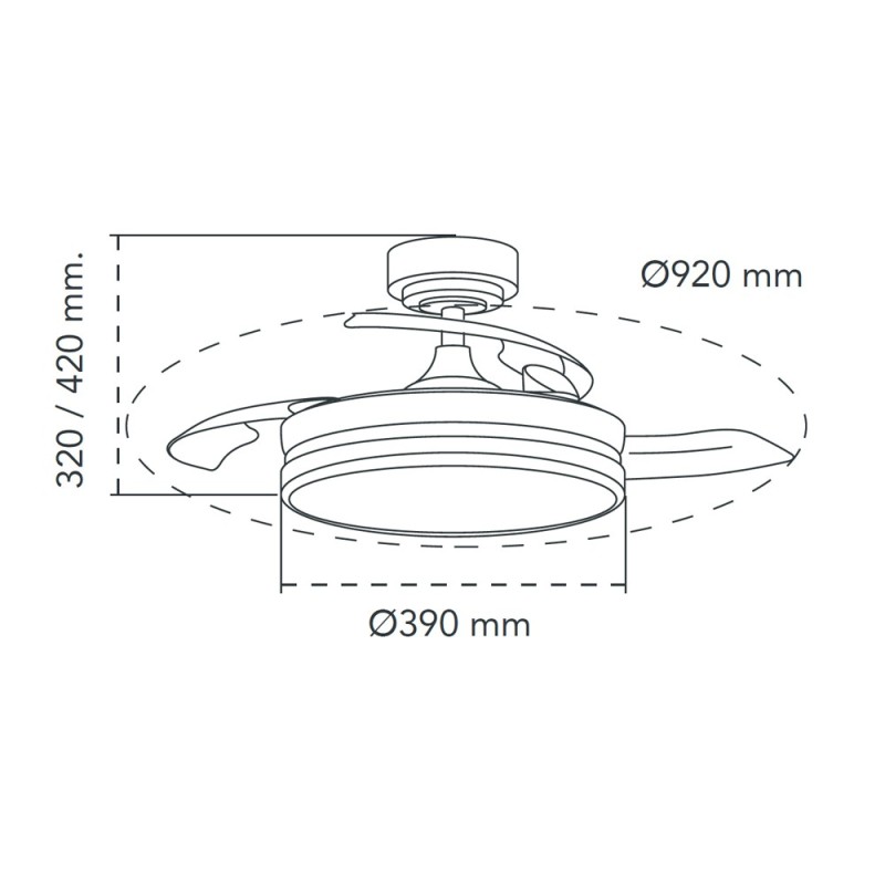 Cristal Record-Ανεμιστήρας οροφής Panam Mini LED 46W Μαύρο ΚΩΔ.-85-021-36-188