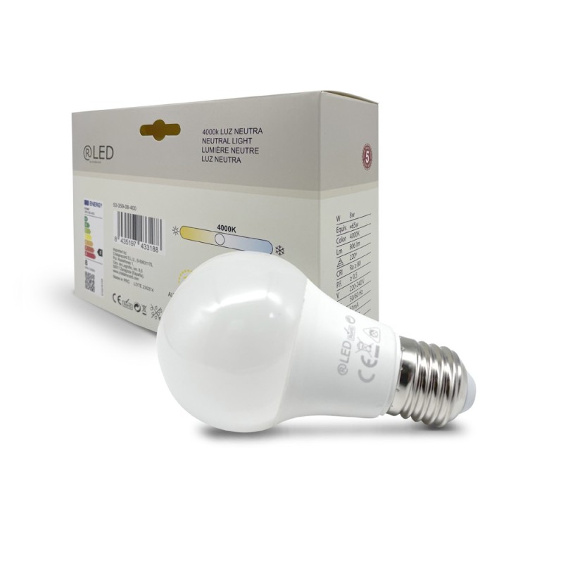 Pack of 3 LED Bulbs E27 A60 8W 806Lm 4000K