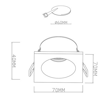 Recessed Square White 70mm 1xGU10 PAR11