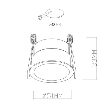 Recessed Round Black 51mm 1xGU10 PAR11