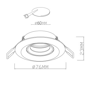 Recessed Tilting Round Black 70mm 1xGU10 PAR11