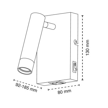 Cristal Record-Slim Επιτοίχιο φωτιστικό USB (1xG9), Λευκό