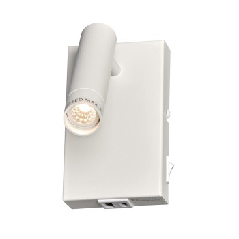 Cristal Record-Slim Επιτοίχιο φωτιστικό USB (1xG9), Λευκό