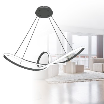 Cristal Record-Lidias Κρεμαστό Φωτιστικό LED Black 60W 5000Lm 3CCT DIM