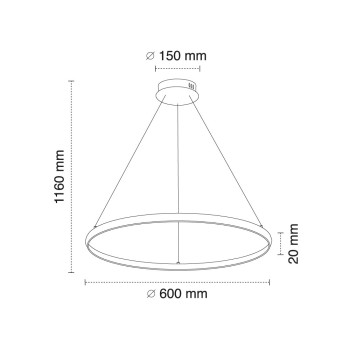 Cristal Record-Tiamis Κρεμαστό Φωτιστικό 52W LED 3000K, μαύρο
