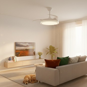 Cristal Record-Night ECO White Ανεμιστήρας LED με αναδιπλούμενη λεπίδα 48W 5280Lm CCT Dim
