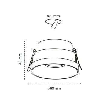 Round recessed tilting light Vagar Black 80mm 1xGU10