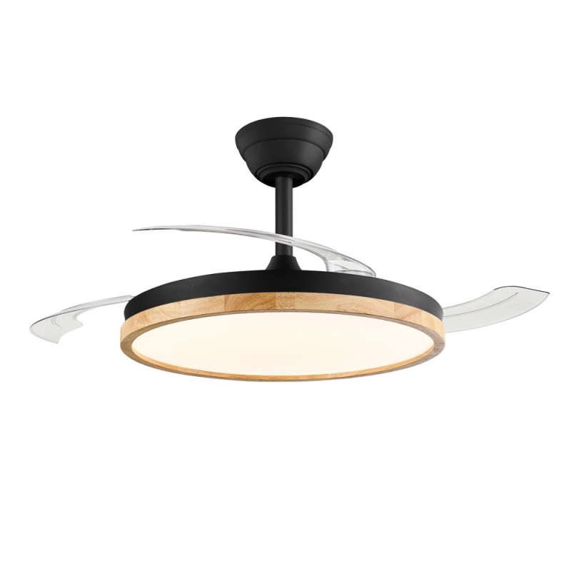 Cristal Record-Chief Ανεμιστήρας οροφής LED 60W 6600Lm CCT με πτυσσόμενα πτερύγια, Black 