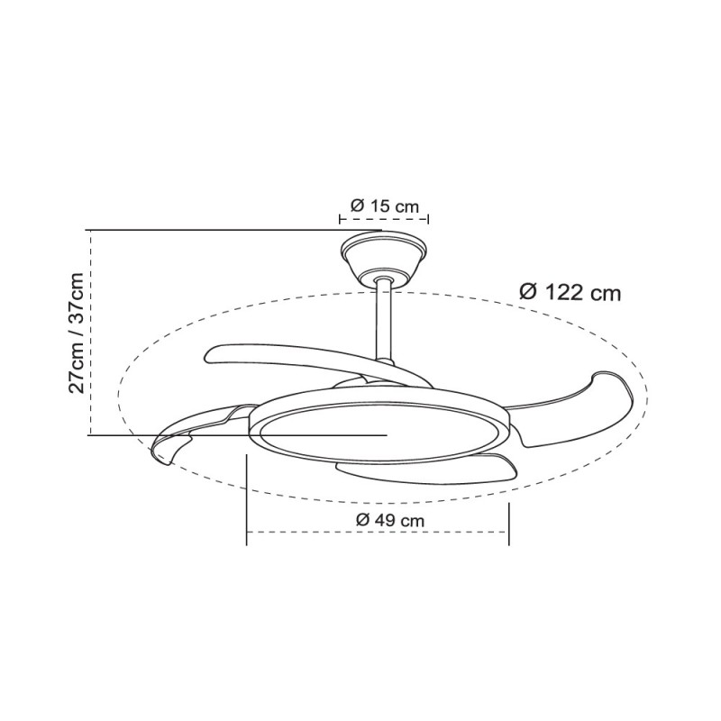 Cristal Record-Key Plus Λευκός Ανεμιστήρας Οροφής LED με Αναδιπλούμενη Λεπίδα 43+15W 4430+750Lm CCT Dim