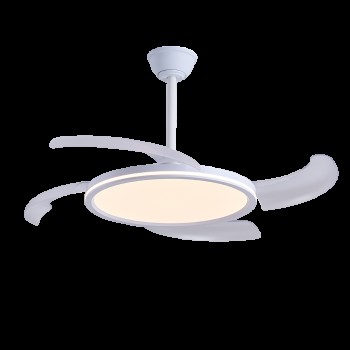 Cristal Record-Key Plus Λευκός Ανεμιστήρας Οροφής LED με Αναδιπλούμενη Λεπίδα 43+15W 4430+750Lm CCT Dim