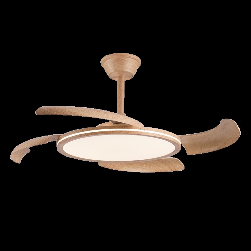 Cristal Record-Key Plus Wood Ανεμιστήρας οροφής LED με αναδιπλούμενη λεπίδα 43+15W 4430+750Lm CCT Dim