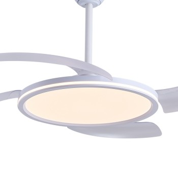 Cristal Record-Key Plus Λευκός Ανεμιστήρας Οροφής LED με Αναδιπλούμενη Λεπίδα 43+15W 4430+750Lm CCT Dim