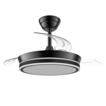 Cristal Record-Night Evo Mini Black Ανεμιστήρας LED με αναδιπλούμενη λεπίδα 39W 4290Lm CCT Dim