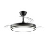 Cristal Record-Night Evo M Black Ανεμιστήρας οροφής LED 60W 6600Lm CCT Dim με αναδιπλούμενη λεπίδα