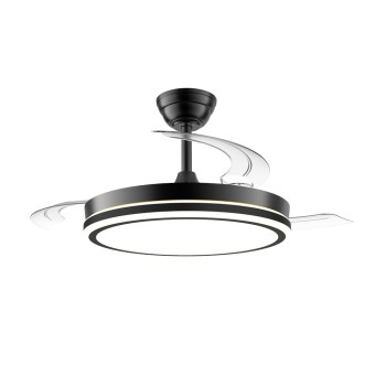 Cristal Record-Night Evo M Black Ανεμιστήρας οροφής LED 60W 6600Lm CCT Dim με αναδιπλούμενη λεπίδα