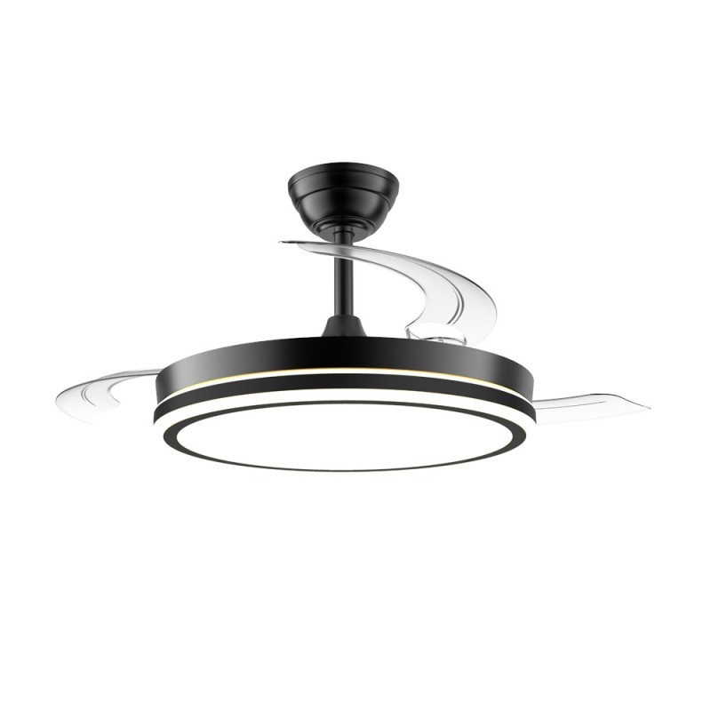 Cristal Record-Night Evo M Black Ανεμιστήρας οροφής LED 60W 6600Lm CCT Dim με αναδιπλούμενη λεπίδα