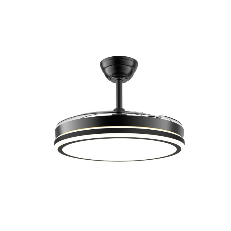 Cristal Record-Night Evo M Black Ανεμιστήρας οροφής LED 60W 6600Lm CCT Dim με αναδιπλούμενη λεπίδα