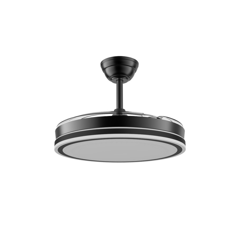 Cristal Record-Night Evo M Black Ανεμιστήρας οροφής LED 60W 6600Lm CCT Dim με αναδιπλούμενη λεπίδα