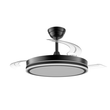 Cristal Record-Night Evo M Black Ανεμιστήρας οροφής LED 60W 6600Lm CCT Dim με αναδιπλούμενη λεπίδα