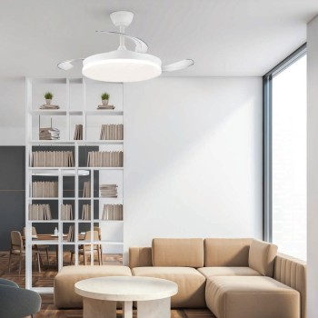 Cristal Record-Stars Eco White αναδιπλούμενος ανεμιστήρας LED 48W 5280Lm CCT Dim με λεπίδα