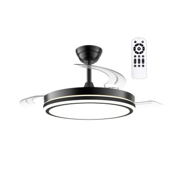 Cristal Record-Night Eco Black Ανεμιστήρας LED με αναδιπλούμενη λεπίδα 48W 5280Lm CCT Dim