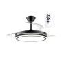 Cristal Record-Night Eco Black Ανεμιστήρας LED με αναδιπλούμενη λεπίδα 48W 5280Lm CCT Dim