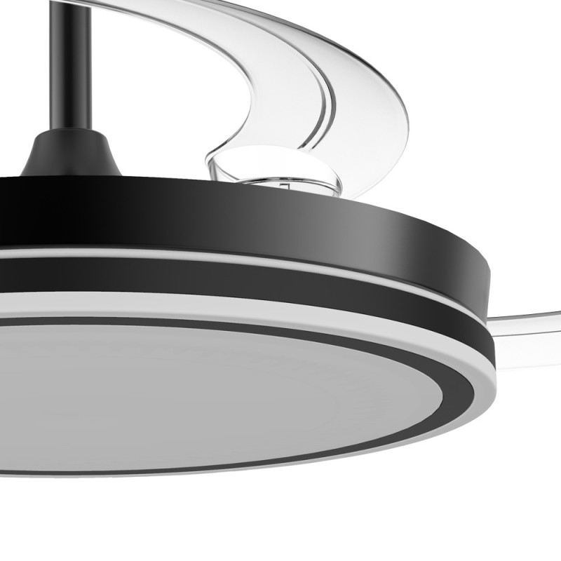 Cristal Record-Night Eco Black Ανεμιστήρας LED με αναδιπλούμενη λεπίδα 48W 5280Lm CCT Dim