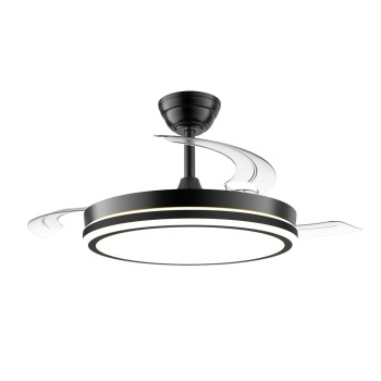 Cristal Record-Night Eco Black Ανεμιστήρας LED με αναδιπλούμενη λεπίδα 48W 5280Lm CCT Dim