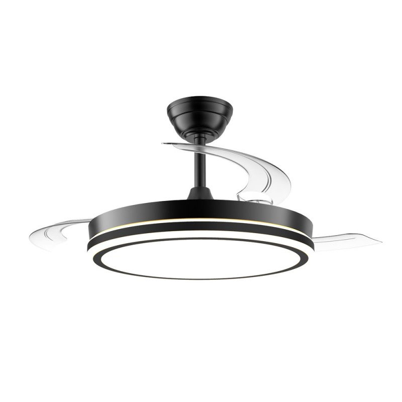 Cristal Record-Night Eco Black Ανεμιστήρας LED με αναδιπλούμενη λεπίδα 48W 5280Lm CCT Dim