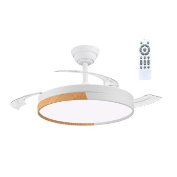 Cristal Record-Ecoro White Ανεμιστήρας Οροφής LED με αναδιπλούμενη λεπίδα 48W 5280Lm CCT Dim
