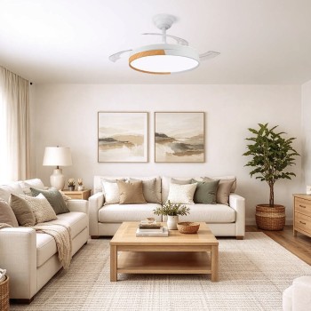 Cristal Record-Ecoro White Ανεμιστήρας Οροφής LED με αναδιπλούμενη λεπίδα 48W 5280Lm CCT Dim