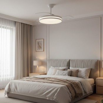 Cristal Record-Ferro Eco Ανεμιστήρας Οροφής LED  48W 5280Lm CCT Dim με αναδιπλούμενη λεπίδα