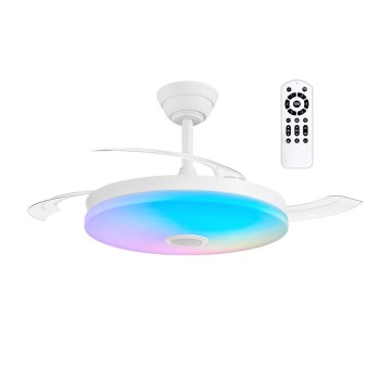 Cristal Record-Music Speaker Ανεμιστήρα Οροφής RGB CCT Dim με αναδιπλούμενη λεπίδα LED 