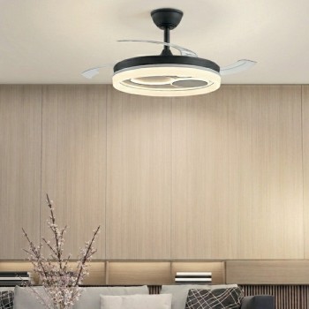 Cristal Record-Naira Eco Black Ανεμιστήρας LED με αναδιπλούμενη λεπίδα 70W CCT Dim