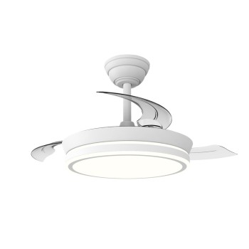 Cristal Record-Night Eco S Λευκό Ανεμιστήρας LED με αναδιπλούμενη λεπίδα 39W 4290Lm CCT Dim