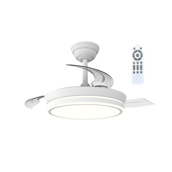 Cristal Record-Night Eco S Λευκό Ανεμιστήρας LED με αναδιπλούμενη λεπίδα 39W 4290Lm CCT Dim