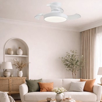 Cristal Record-Creta Ανεμιστήρας Οροφής LED 34W 3740Lm CCT Πτυσσόμενες Λεπίδες