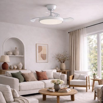 Cristal Record-Land White Ανεμιστήρας οροφής LED 60W 6600Lm CCT με πτυσσόμενα πτερύγια
